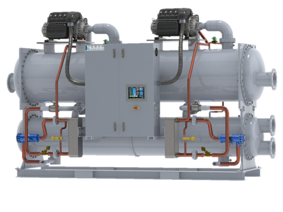 堃霖磁悬浮变频离心式冰水机组，具有高IPLV效能、低噪音、零振动、无油运转的特性。堃霖/提供